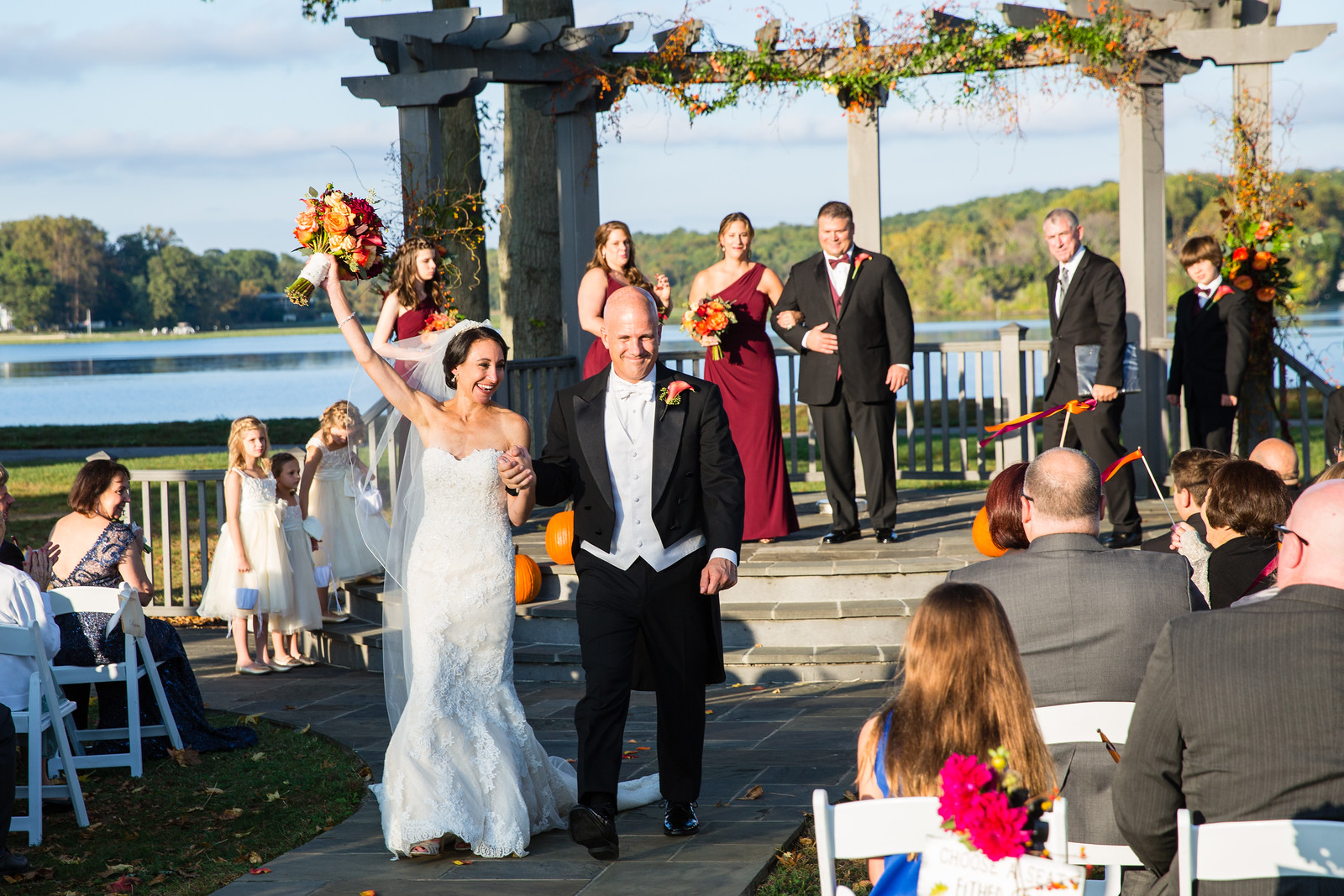 outdoor fall wedding ceremony by perfect planning events