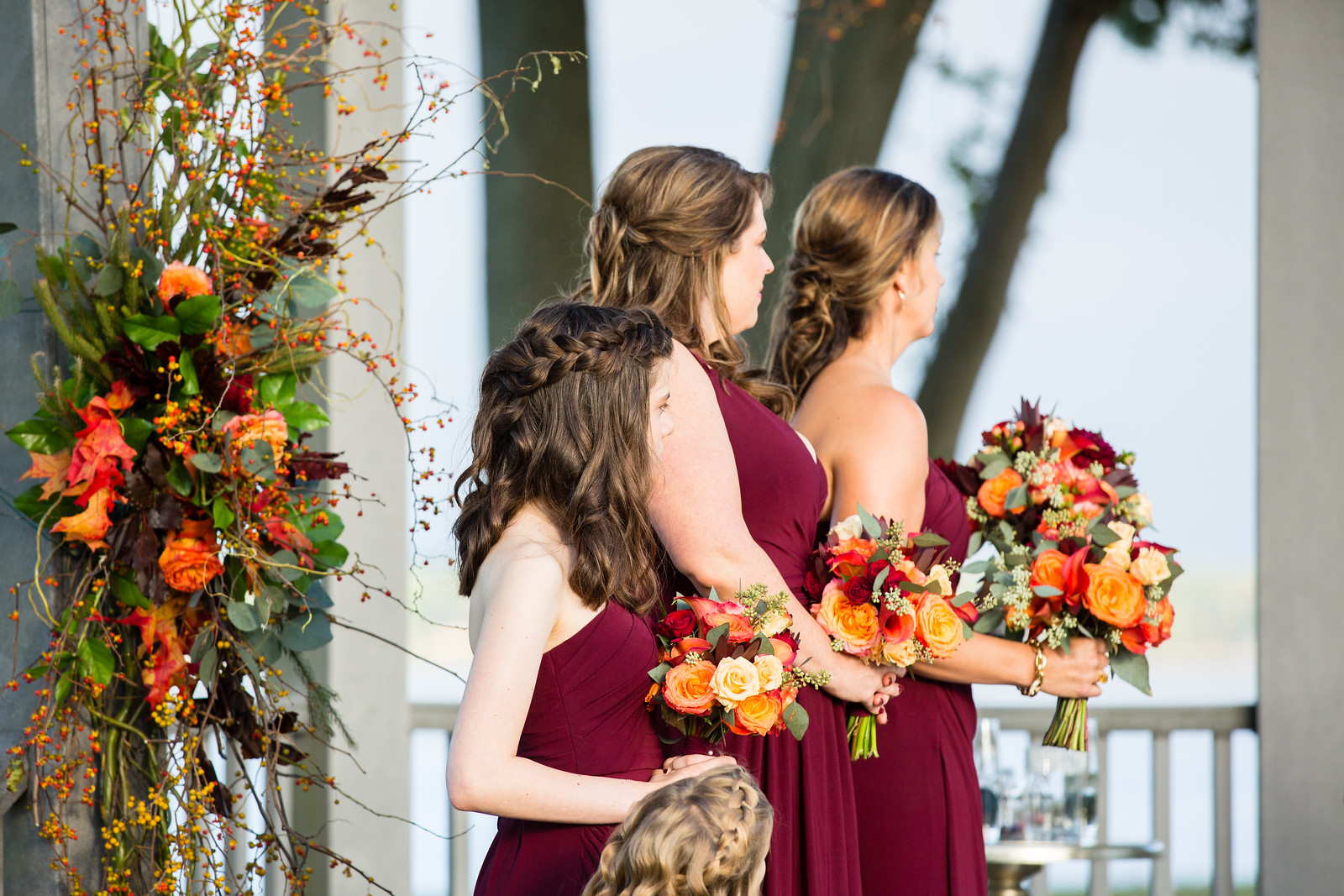 bridesmaids bouquets fall wedding ceremony by perfect planning events