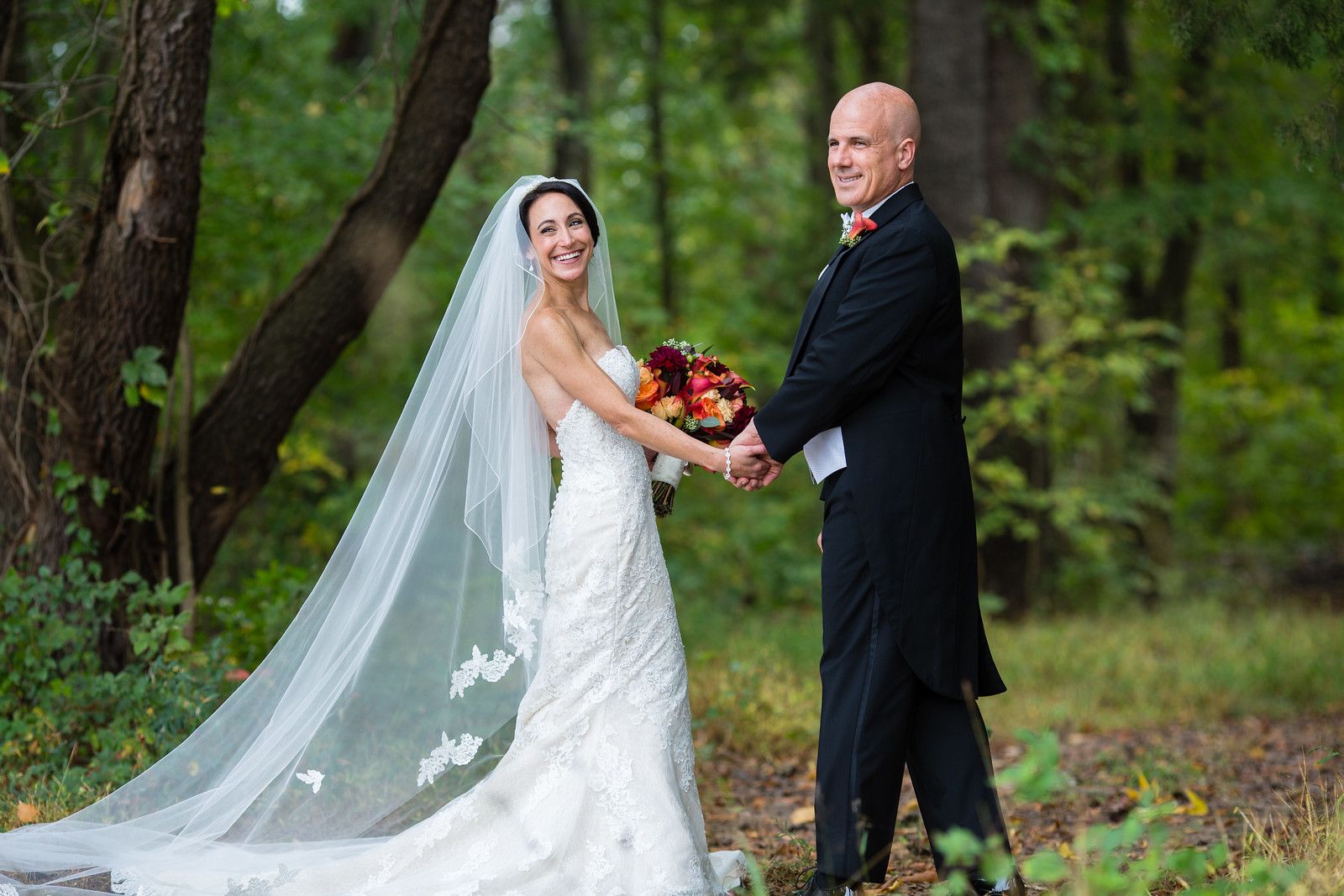 bride and groom fall outdoor wedding ceremony by perfect planning events