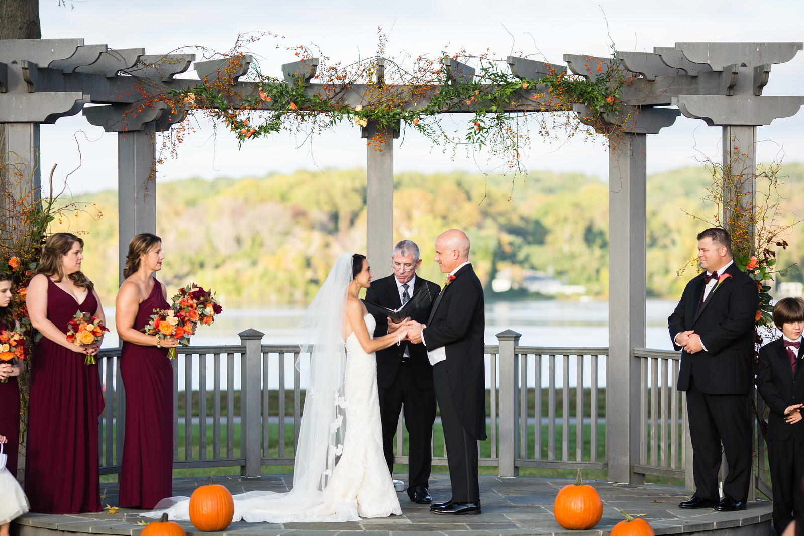 outdoor fall wedding ceremony by perfect planning events