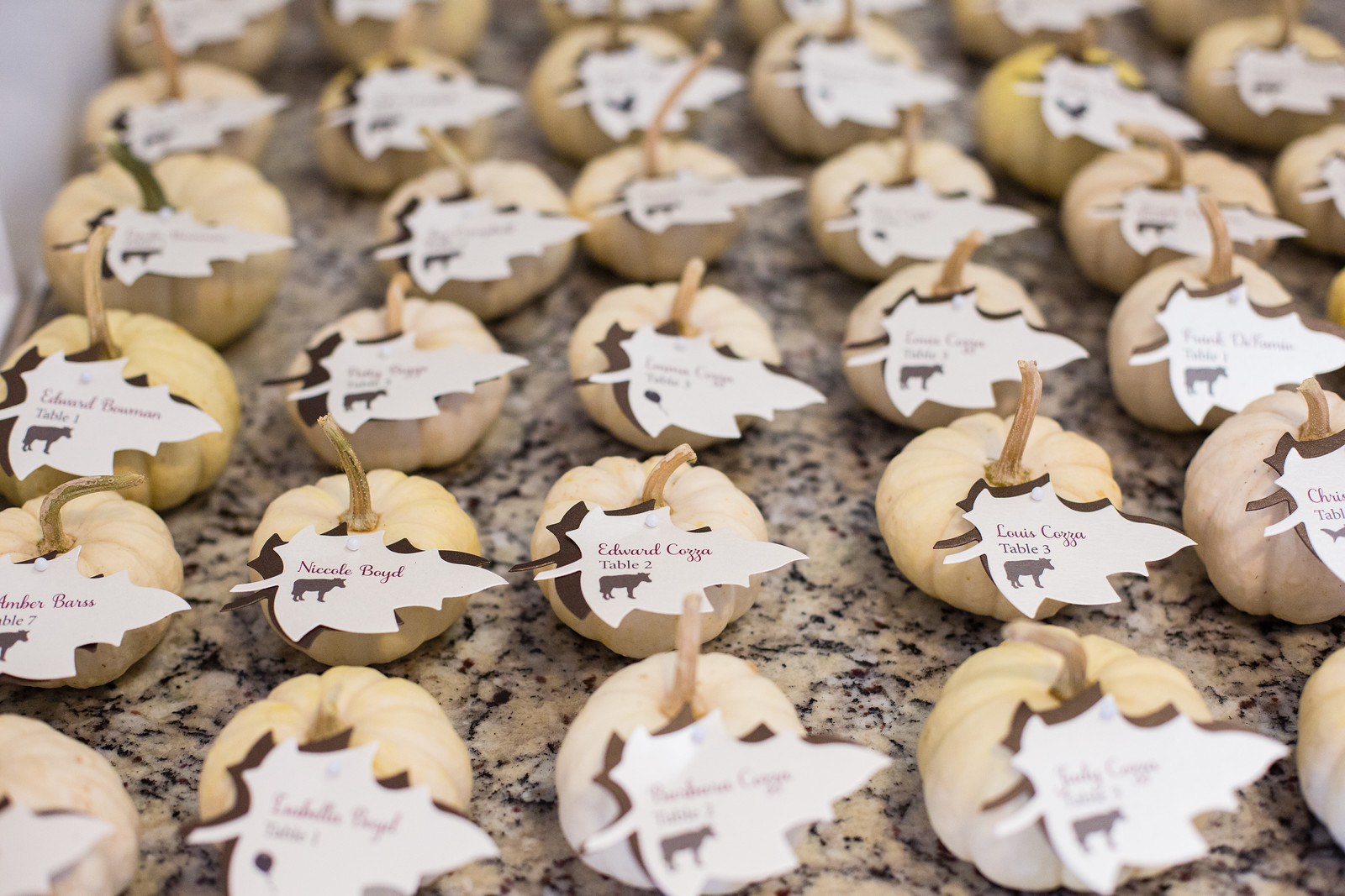 pumpkin escort cards fall weddings by perfect planning events