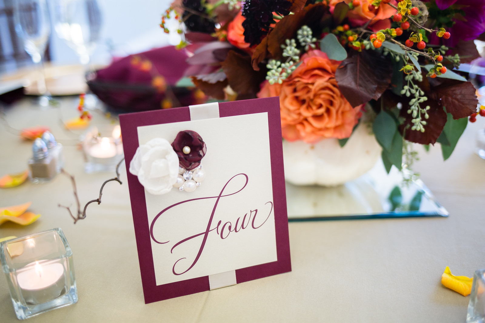 fall wedding reception centerpieces by perfect planning events