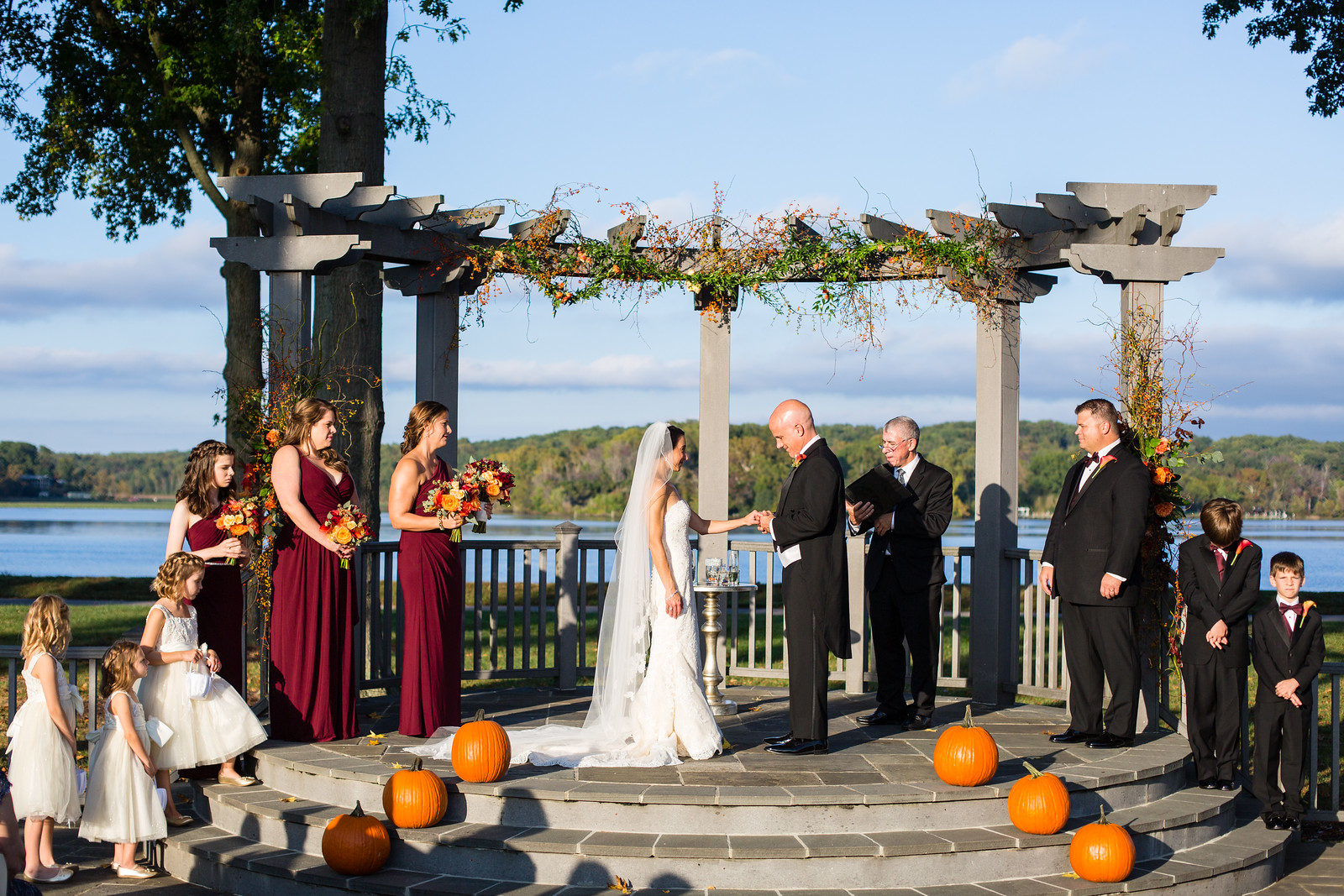 outdoor fall wedding ceremony by perfect planning events