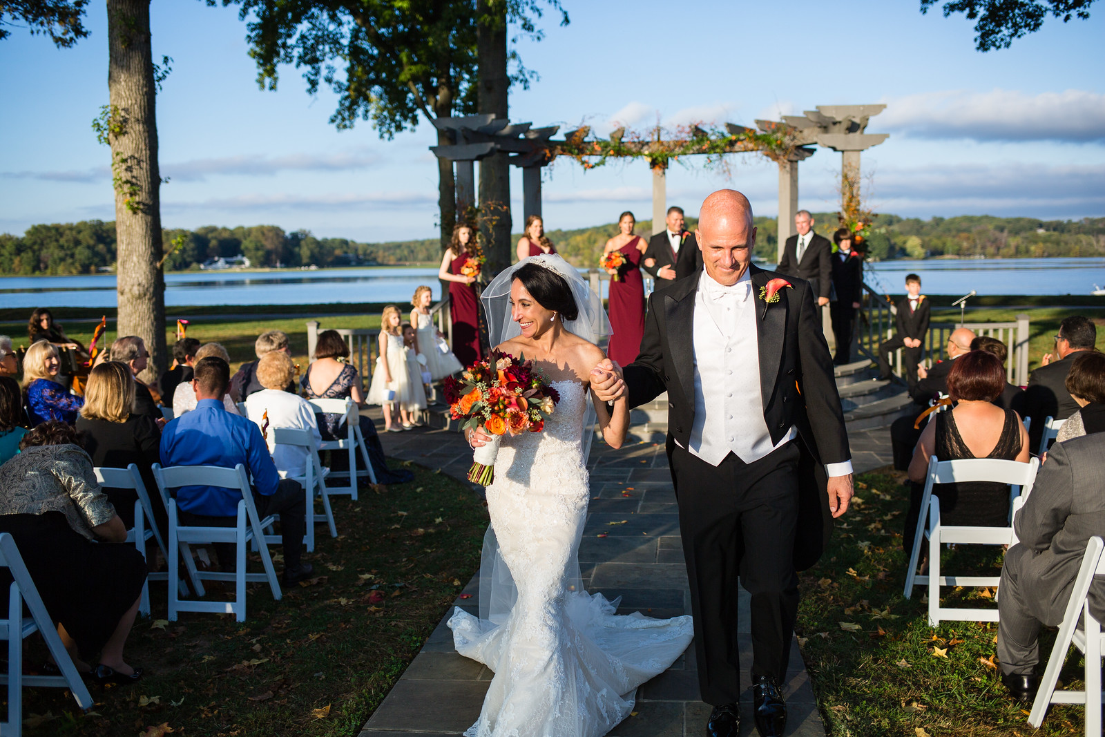 outdoor fall wedding ceremony by perfect planning events