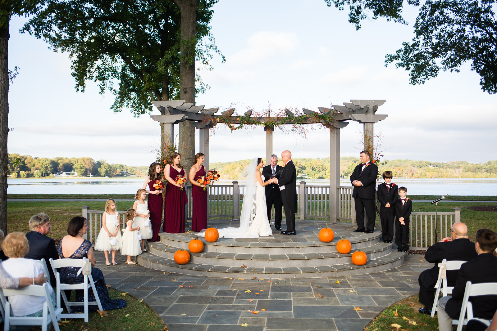 outdoor fall wedding ceremony by perfect planning events